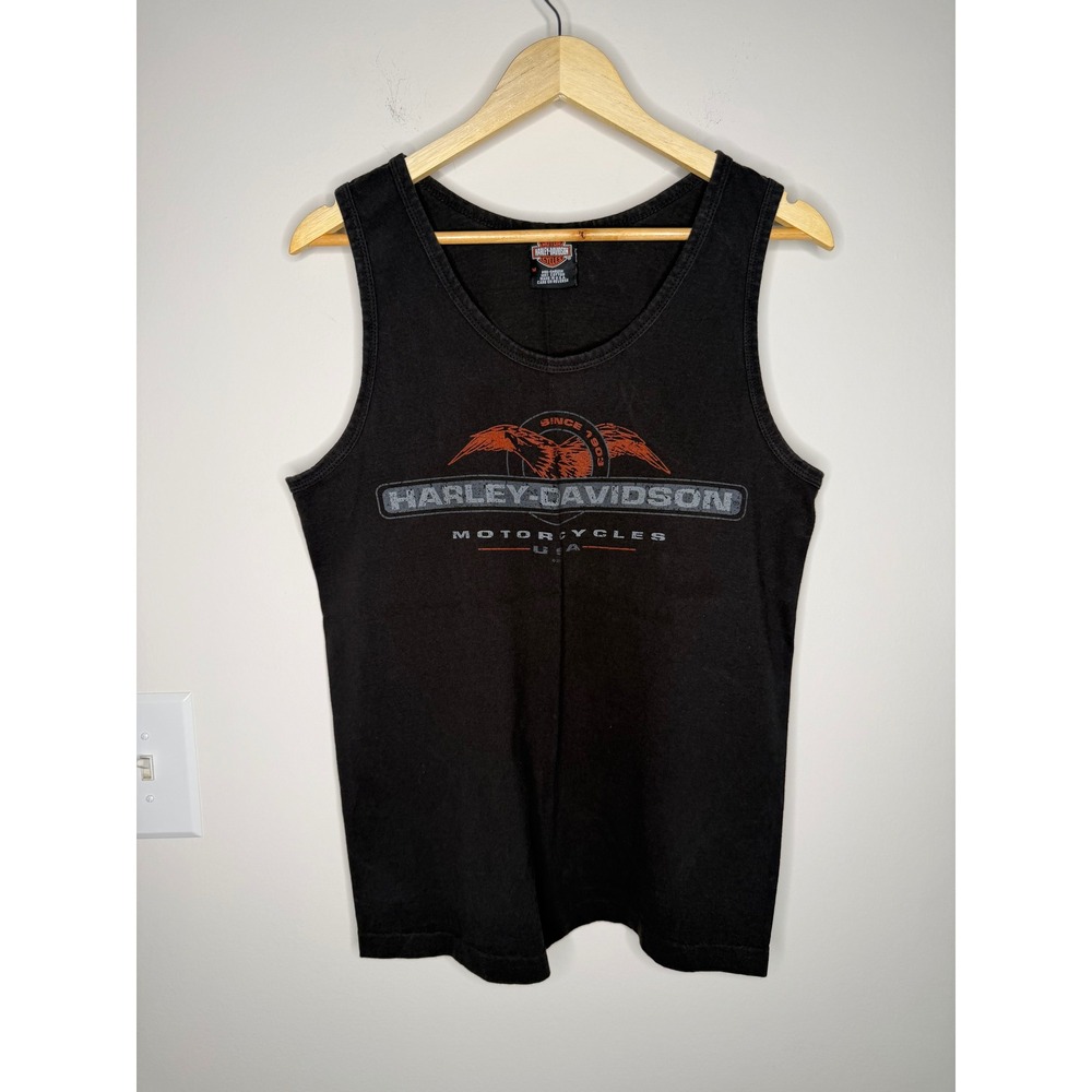 Vintage Y2K Harley Davidson Motown Taylor MI Tank Top Black Mens Medium 2001 USA